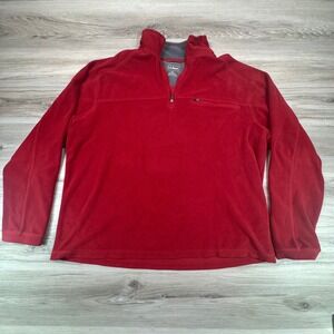 LLBean Red Fleece Quarter Zip Pullover Tall XL Men Double Layer